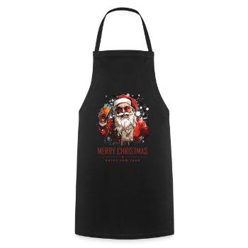 Funny Santa Claus Santa Claus Drinks Alcohol - Cooking Apron - black - Front - AI Model Male 185 dark (185cm)