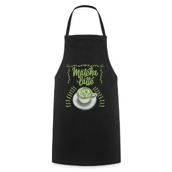 Matcha Latte Typografie, Tasse Matcha, Spruch - Kochschürze - Schwarz - Vorne - AI Model Male 185 dark (185cm)