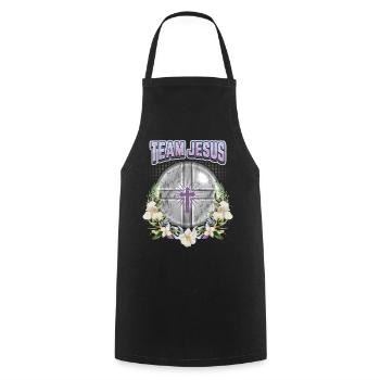 Jesus Christ Saying Vintage Orchids Team Jesus - Cooking Apron - black - Front - AI Model Male 185 dark (185cm)