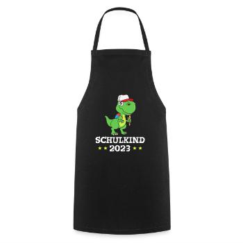 Schulkind 2023 Dinosaurier - Kochschürze - Schwarz - Vorne - AI Model Male 185 dark (185cm)