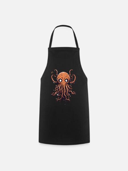 Poulpe Halloween Style de dessin animé - Tablier de cuisine - noir