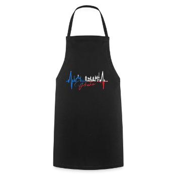 Prague Skyline Heartbeat Czech Republic Heart Love Praha - Cooking Apron - black - Front - AI Model Male 185 dark (185cm)