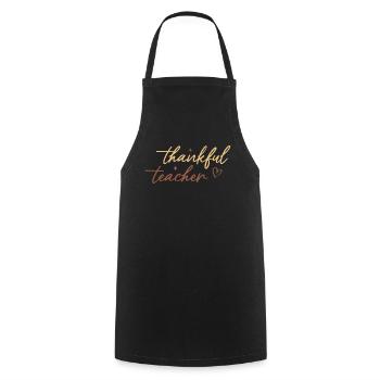 Thankful Teacher Turkey Pilgrim Retro Thanksgiving - Cooking Apron - black - Front - AI Model Male 185 dark (185cm)