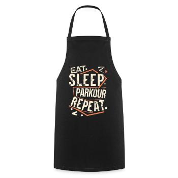 Manger Dormir Parkour Répéter le dicton sportif - Tablier de cuisine - noir - Devant - AI Model Male 185 dark (185cm)