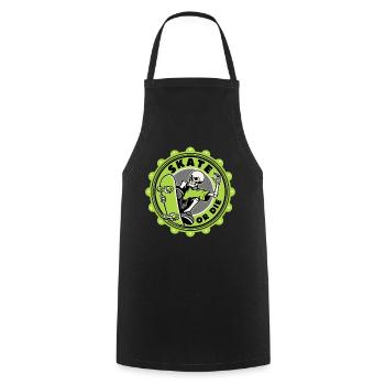 Crâne patineur, drôle de dire patiner ou mourir - Tablier de cuisine - noir - Devant - AI Model Male 185 dark (185cm)