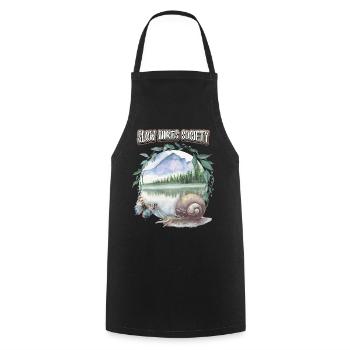 Slow Mountain Hiking Mountains Hiking Funny Saying - Cooking Apron - black - Front - AI Model Male 185 dark (185cm)