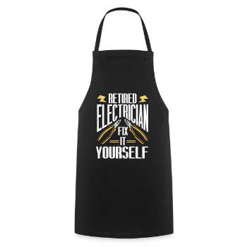 Retired Electrician Gift Electrician - Cooking Apron - black - Front - AI Model Male 185 dark (185cm)