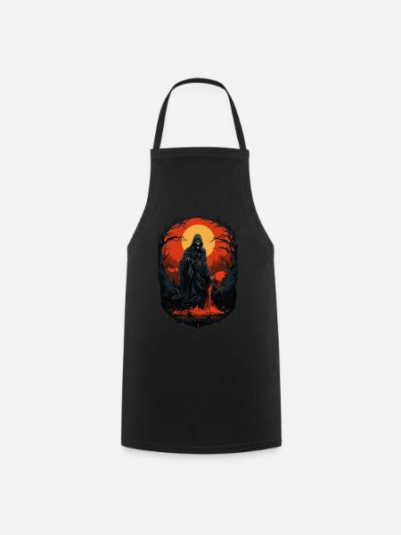 Gruseliger Halloween Sensenmann Grim Reaper - Kochschürze - Schwarz