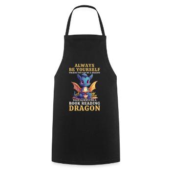 « Sois toujours toi-même » - Livres de lecture Blue Dragon - Tablier de cuisine - noir - Devant - AI Model Male 185 dark (185cm)