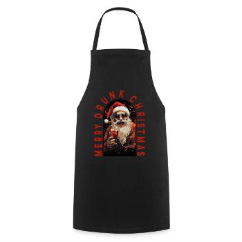 Merry Drunk Christmas Weihnachtsmann Trinkt Alk - Kochschürze - Schwarz - Vorne - AI Model Male 185 dark (185cm)