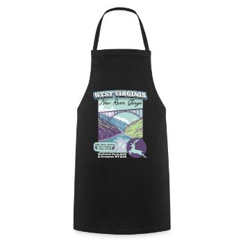 West Virginia Vintage, New River Gorge, WPA Poster - Kochschürze - Schwarz - Vorne - AI Model Male 185 dark (185cm)