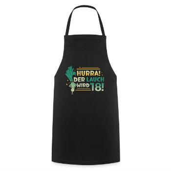 Hurra der Lauch wird 18 - Kochschürze - Schwarz - Vorne - AI Model Male 185 dark (185cm)