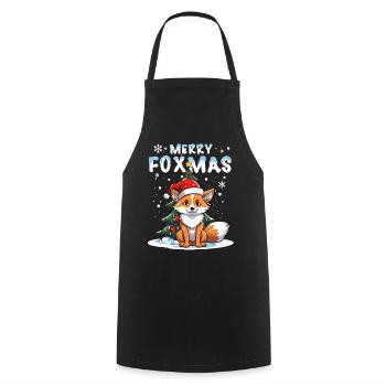 Cute fox celebrating Christmas in the snow - Cooking Apron - black - Front - AI Model Male 185 dark (185cm)