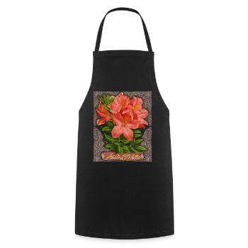 Azalea, Azalea Mollis, Vintage Botanical Flowers - Cooking Apron - black - Front - AI Model Male 185 dark (185cm)