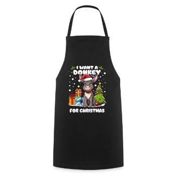 Petit âne fête Noël dans la neige - Tablier de cuisine - noir - Devant - AI Model Male 185 dark (185cm)