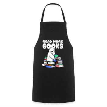 L’ours polaire aime la littérature et s’assoit sur des livres - Tablier de cuisine - noir - Devant - AI Model Male 185 dark (185cm)