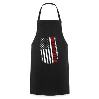 USA Wildland Firefighter American Flag - Cooking Apron - black - Front - AI Model Male 185 dark (185cm)