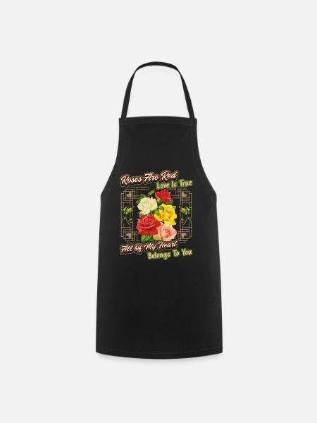 Roses rouges, amour, la Saint-Valentin dictant - Tablier de cuisine - noir