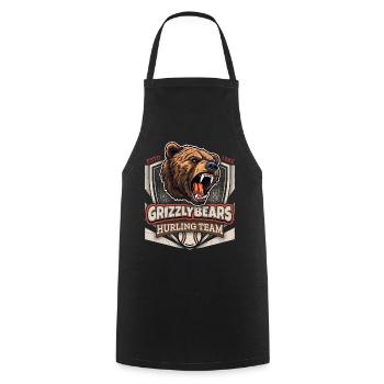 Hurling, Grizzly Bears Team, Grizzlybären Logo - Kochschürze - Schwarz - Vorne - AI Model Male 185 dark (185cm)
