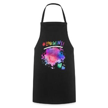 Saying Love Wins! for LGBT, LGBTQ with hearts - Cooking Apron - black - Front - AI Model Male 185 dark (185cm)