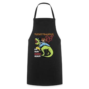 Les enfants drôle Turkeysaurus Rex Dab Dinde Dino - Tablier de cuisine - noir - Devant - AI Model Male 185 dark (185cm)