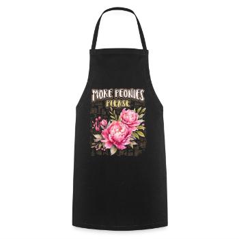 Peonies Illustration, Pink Peony, Saying - Cooking Apron - black - Front - AI Model Male 185 dark (185cm)
