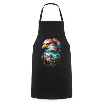 Eagle View: Mountain Landscape and Majesty of the Skies - Cooking Apron - black - Front - AI Model Male 185 dark (185cm)