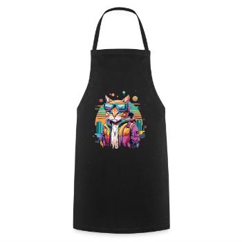 Feline Future: When Cats Conquer the Cyber World - Cooking Apron - black - Front - AI Model Male 185 dark (185cm)