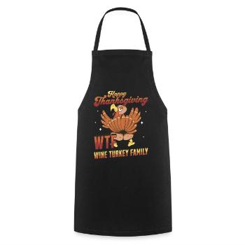 Joyeux Thanksgiving - Dinde au vin Famille Drôle - Tablier de cuisine - noir - Devant - AI Model Male 185 dark (185cm)