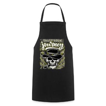 Lustiger Totenkopf Totenschädel mit Zigarre Spruch - Kochschürze - Schwarz - Vorne - AI Model Male 185 dark (185cm)