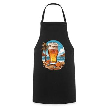 Bier am Strand Sonne und Urlaub Bierliebhaber - Kochschürze - Schwarz - Vorne - AI Model Male 185 dark (185cm)
