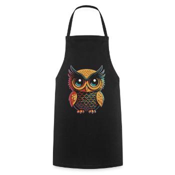 Owl in Pop Art: Vivid Colors, Vibrant Style - Cooking Apron - black - Front - AI Model Male 185 dark (185cm)