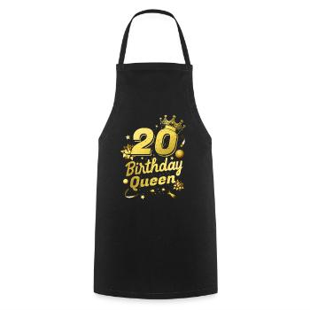 Reine d’anniversaire 20 - Tablier de cuisine - noir - Devant - AI Model Male 185 dark (185cm)