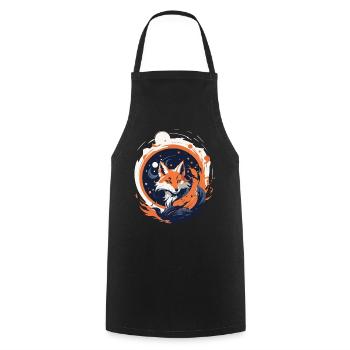 Kitsune Spiritual Elegance Japon Streetwear - Tablier de cuisine - noir - Devant - AI Model Male 185 dark (185cm)