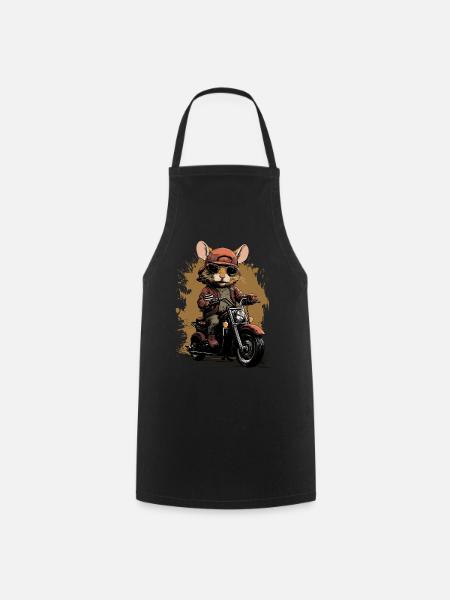 Cool rat on a motorbike - Cooking Apron - black
