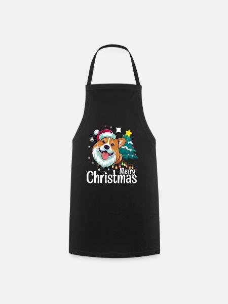 Merry Christmas Welsh Corgi Hund Weihnachten - Forklæde - sort
