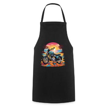 Motorcycle Vintage Biker on the Beach Retro Design - Cooking Apron - black - Front - AI Model Male 185 dark (185cm)