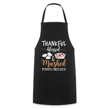 Thankful Potato: Lustiger Thanksgiving Truthahn - Kochschürze - Schwarz - Vorne - AI Model Male 185 dark (185cm)