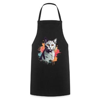 Chat gris mignon - Tablier de cuisine - noir - Devant - AI Model Male 185 dark (185cm)