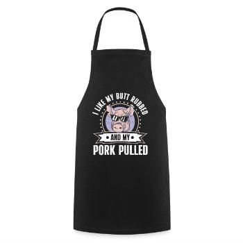 BBQ Pulled Pork Schwein Grill - Kochschürze - Schwarz - Vorne - AI Model Male 185 dark (185cm)