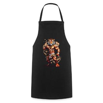 Tiger Spirit Kickboxing et Muay Thai Design - Tablier de cuisine - noir - Devant - AI Model Male 185 dark (185cm)