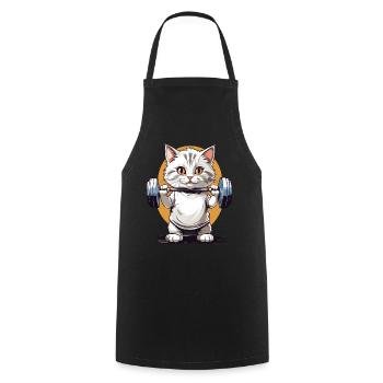 Bodybuilder Cat Barbell Fitness Design - Tablier de cuisine - noir - Devant - AI Model Male 185 dark (185cm)
