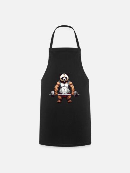 Drôle Panda Ours Bodybuilder Fitness Design - Tablier de cuisine - noir