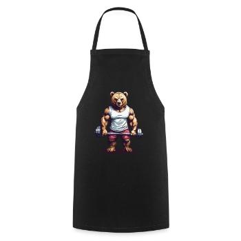 Power Bear Bodybuilding Weight Training Motivation - Cooking Apron - black - Front - AI Model Male 185 dark (185cm)