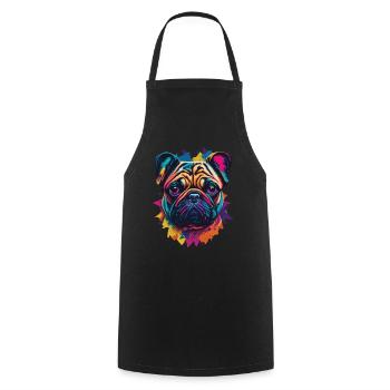 Popart Mops Hund Ästhetische Hundeillustration - Kochschürze - Schwarz - Vorne - AI Model Male 185 dark (185cm)