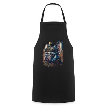 Retro French Bulldog Steampunk Dog - Cooking Apron - black - Front - AI Model Male 185 dark (185cm)