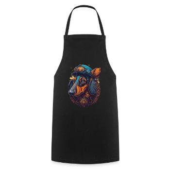 Steampunk Dachshund Dog Design for Dog Lovers - Cooking Apron - black - Front - AI Model Male 185 dark (185cm)