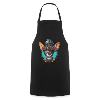 Retro Steampunk Sci-Fi Chihuahua Dogs Design - Cooking Apron - black - Front - AI Model Male 185 dark (185cm)