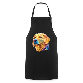 Polygon Golden Retriever - Kunstvolles Hundedesign - Kochschürze - Schwarz - Vorne - AI Model Male 185 dark (185cm)