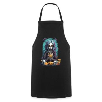 Pastel Gothic Skull Dia de Muertos Design - Kochschürze - Schwarz - Vorne - AI Model Male 185 dark (185cm)